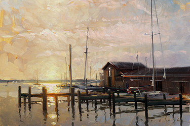 Olena Babak, Morning in the Harbor, Oil